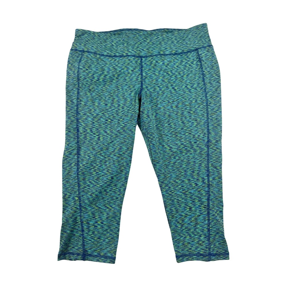 Livi Active Womens Plus Size 22/24 Blue Green Space Dye Cropped Leggings Capris